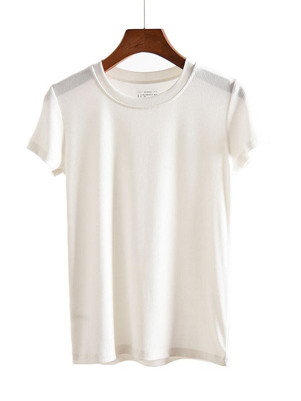 Solid Color Round Neck T-Shirt