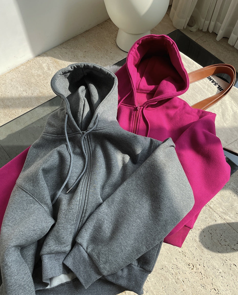 Casual Thicken Solid Color Zipper Sport Outwear