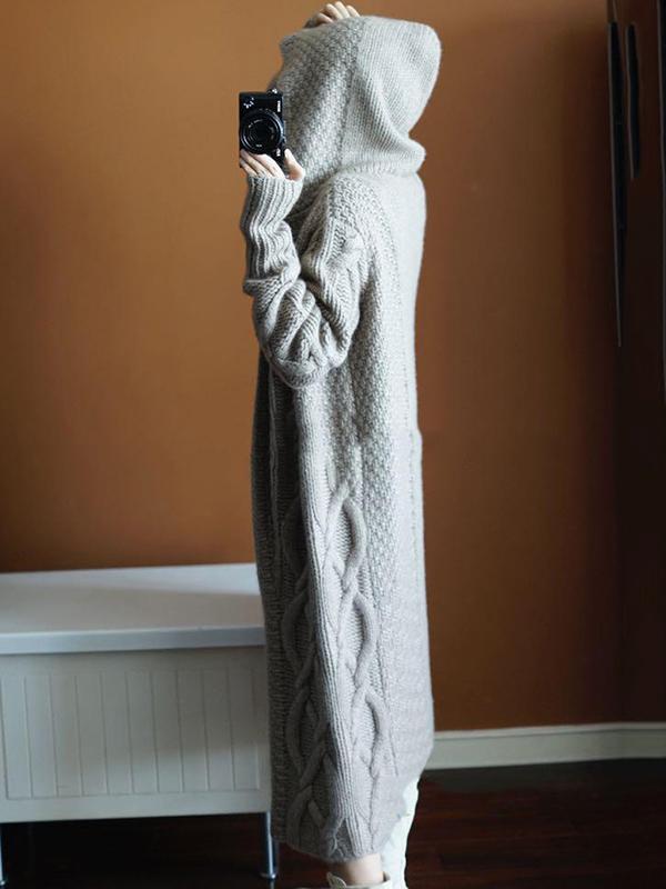 Casual Twist Wool Knitting Sweater Coat