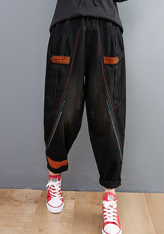 Women Solid Color Harem Loose Jeans