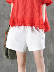 Artistic Retro Solid Wide Leg Shorts