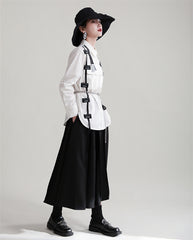 Original Design Lace-Up Splicing Shirt
