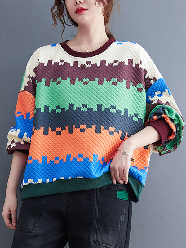 Loose Color-Block Splicing Sweatshit