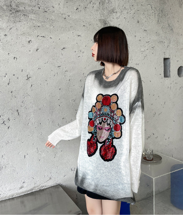 Loose Long Sleeve Casual Gradient Sweater