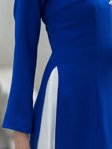 Tradition Blue Long Cheongsam Ao Dai