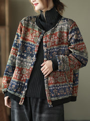 Women Loose Printed Casual Coat