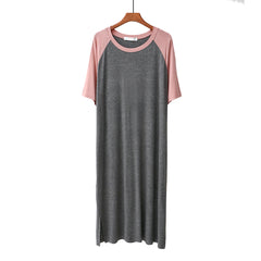 Loose Contrast Color Pajamas Nightdress Casual Homewearr