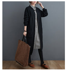 Solid Round-Neck Knitting Coat