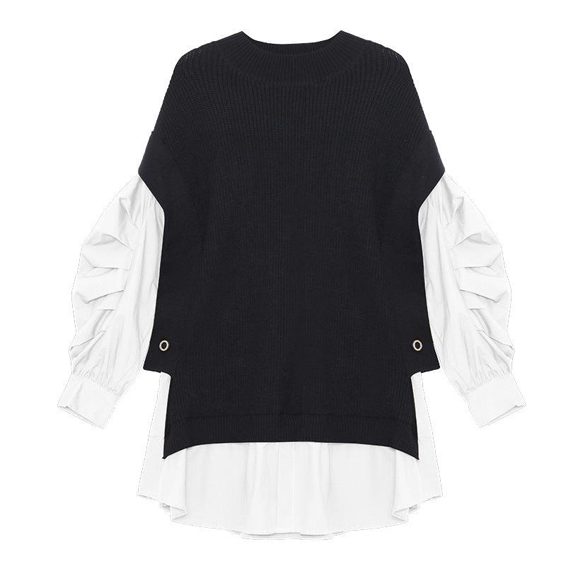 Irregular Splicing Fake Two Pieces Sweater