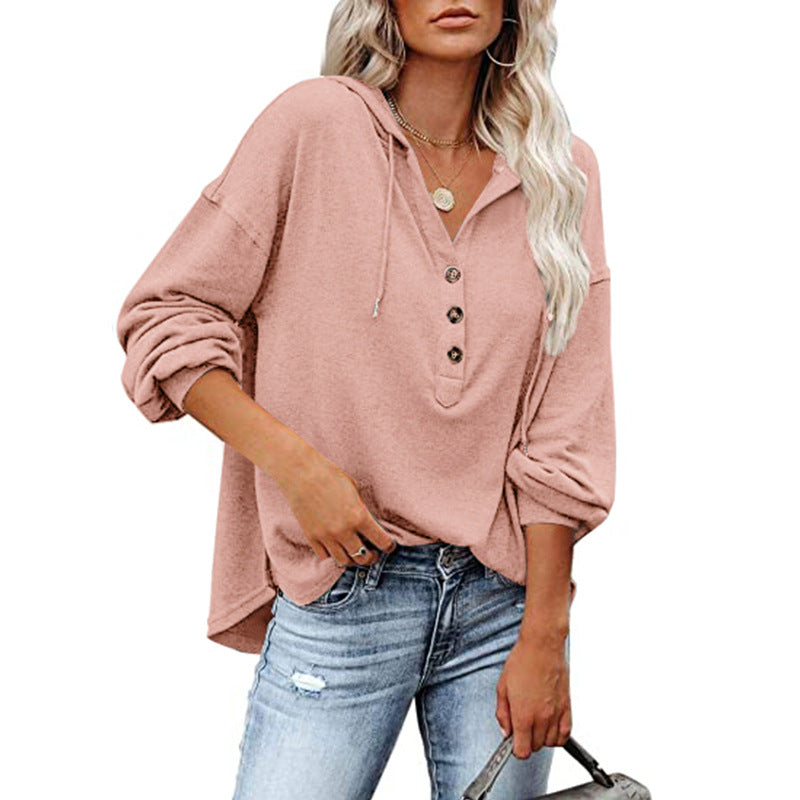 Casual Loose Solid Color Hoodie Sweatshirt