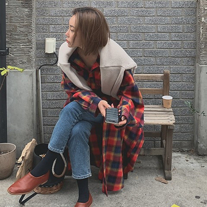 Plaid Long Sleeve Shirt Dress