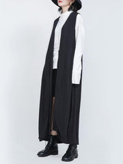 Black Sleeveless Loose Long Vest