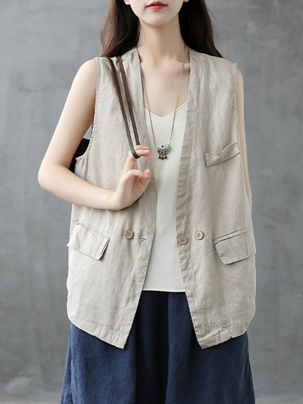 Original Solid Irregularity With Pocket Vest