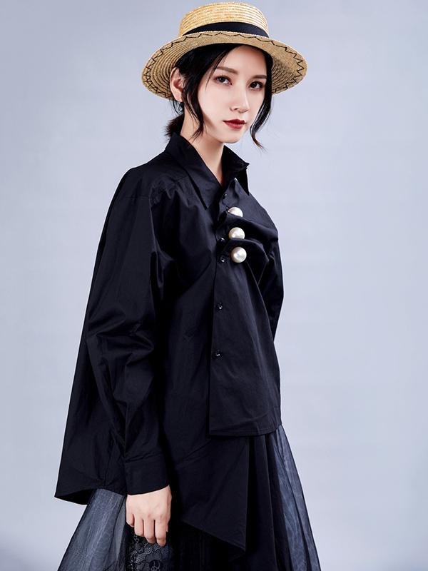 Casual Pearl Split-joint Shirt