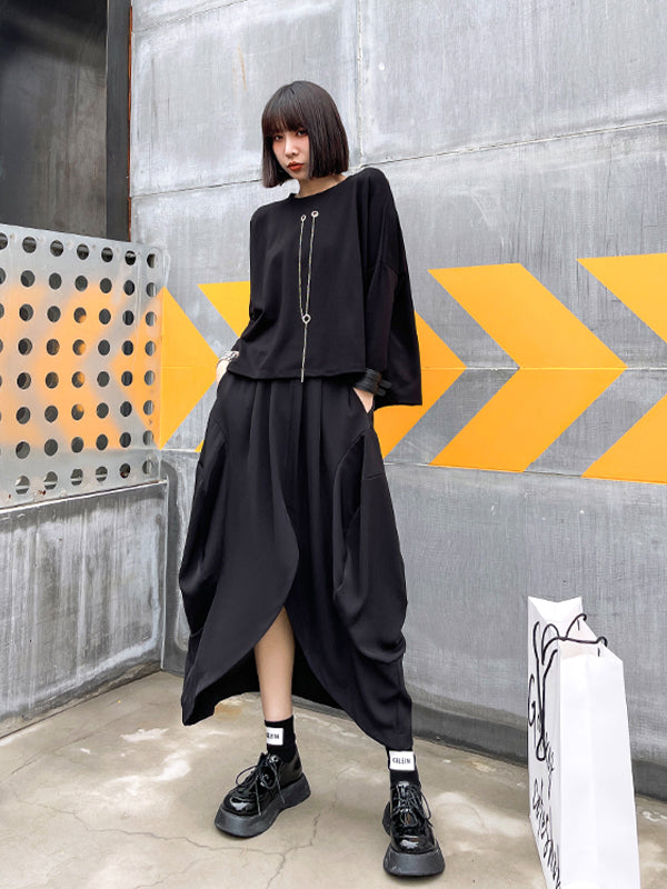 Round Neck Solid Color T-Shirt Tops