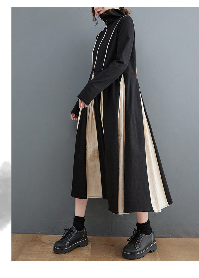 Knitted Striped Patchwork Midi Dress