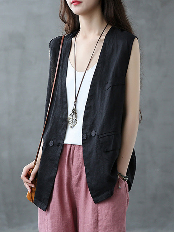 Original Solid Irregularity With Pocket Vest