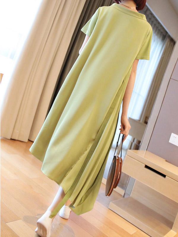 Casual Solid Cropped Comfortable Long Dress