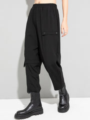 Minimalist Black Split-Joint High Waisted Casual Pants Bottom