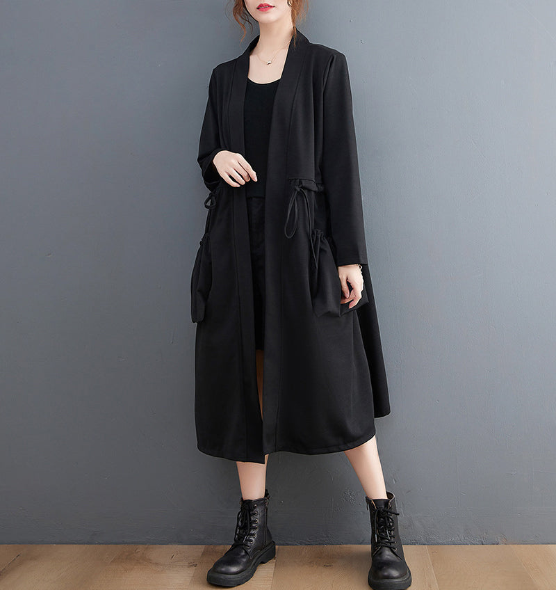 Large Size Loose Mid-Length Solid Color Jacket