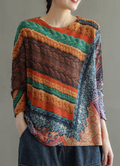 Printed Round Neck Sweater Retro Loose Sweater