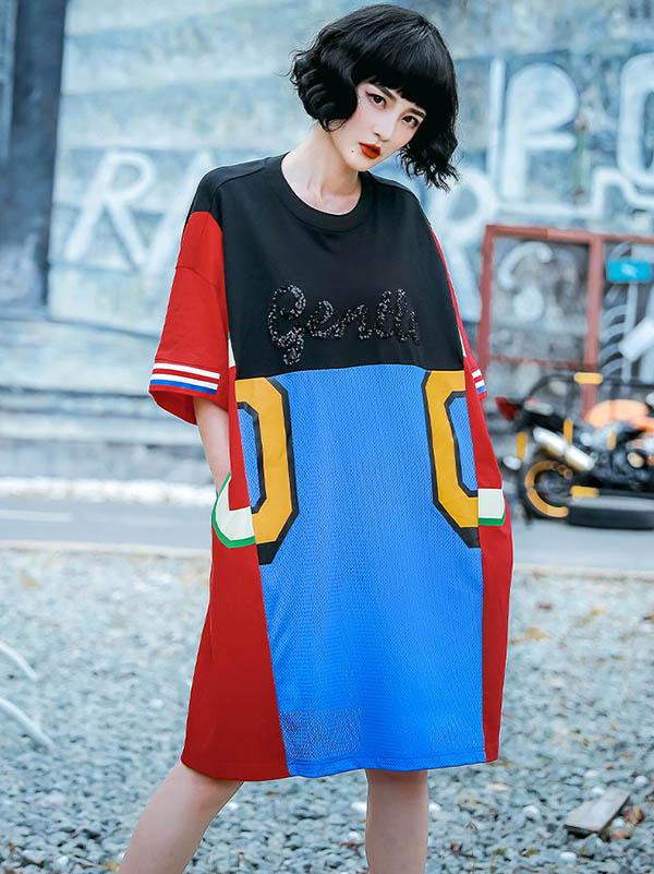 Original Split-Joint Letter Print Dress