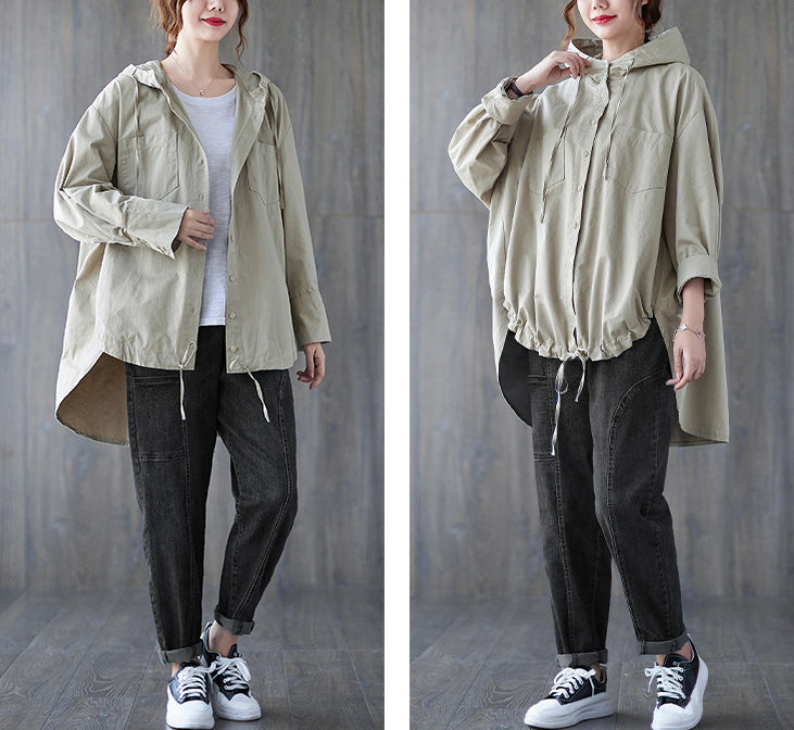 Loose Irregular Hooded Cardigan Outwear