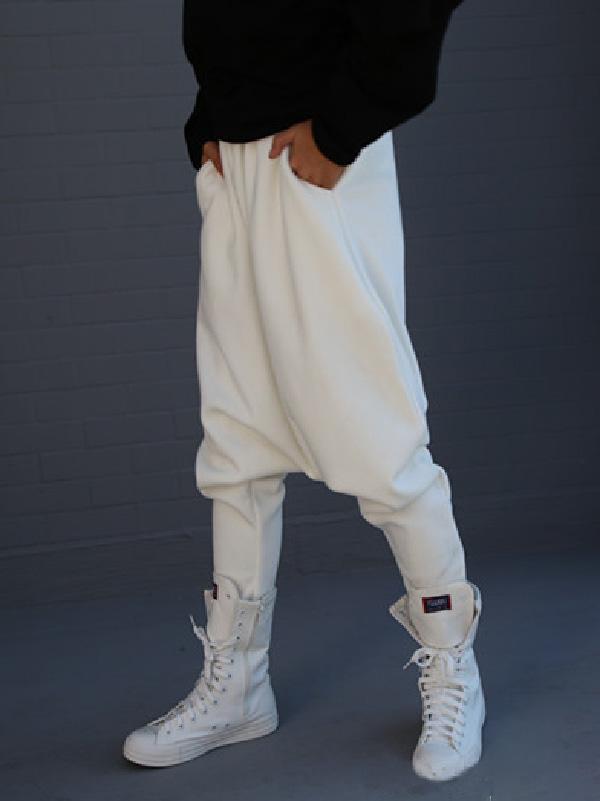White Minimalist Harem Pants