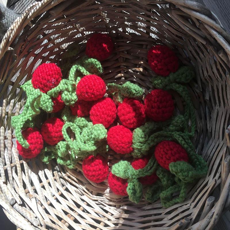 Hand Crocheted Strawberry Wool Ornaments