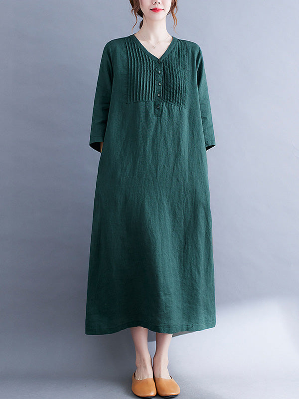 Half Sleeve Solid Casual Maxi Dress