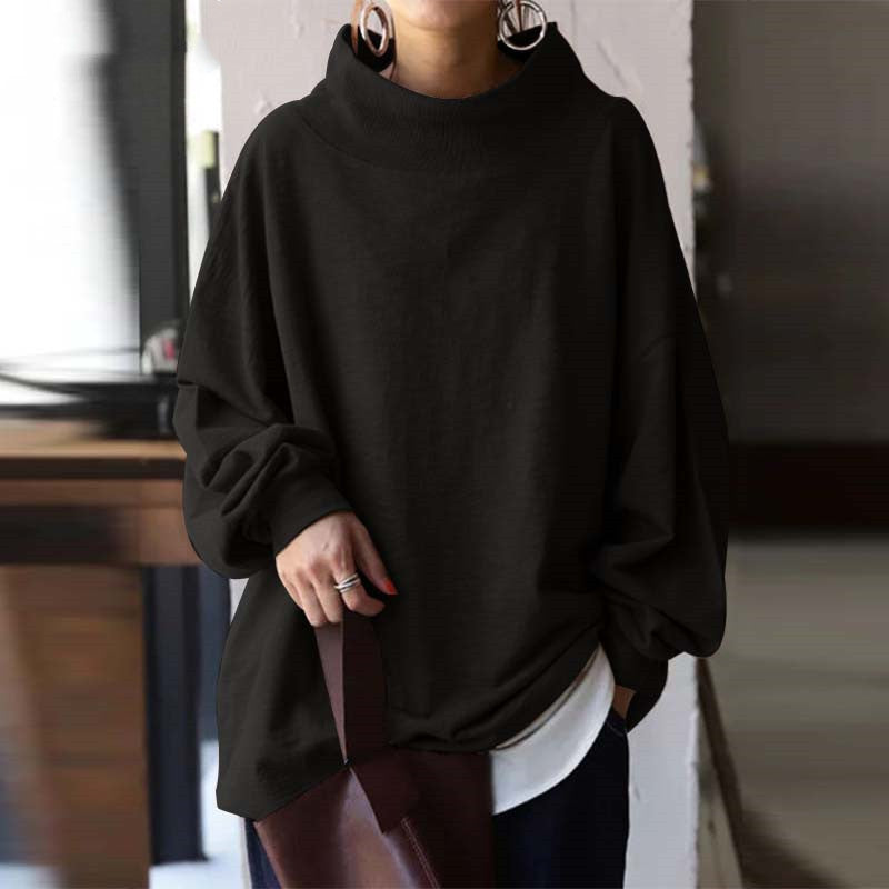 Loose Solid Color Pullover Sweatshirt