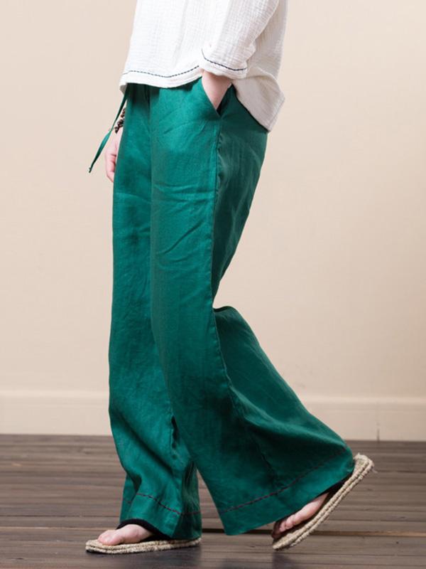 Vintage Linen Drape Wide Leg Pants