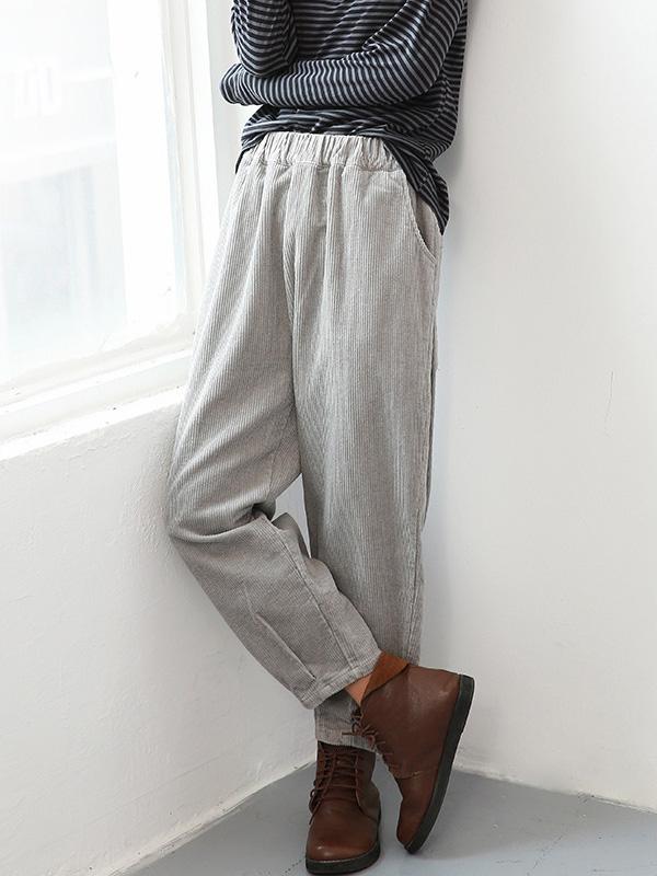 3 Colors Corduroy Pocket Harem Pants