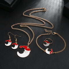 Women Cute Cartoon Ring Earrings Bracelet Necklace Set