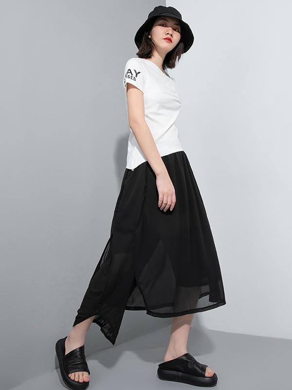 False Two Casual Elasticity Wide Leg Pants