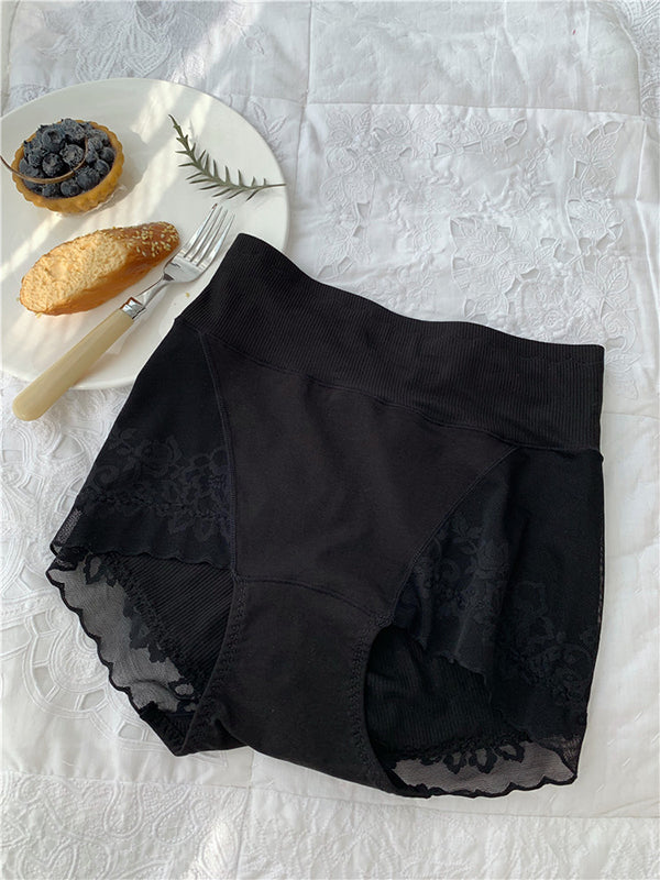 3Pcs Going Out Vacation High-Waisted Lace Lace Panties