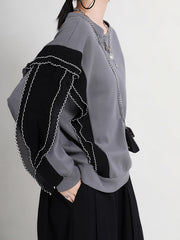 Chiffon Split-Joint Pullover Sweatshirt