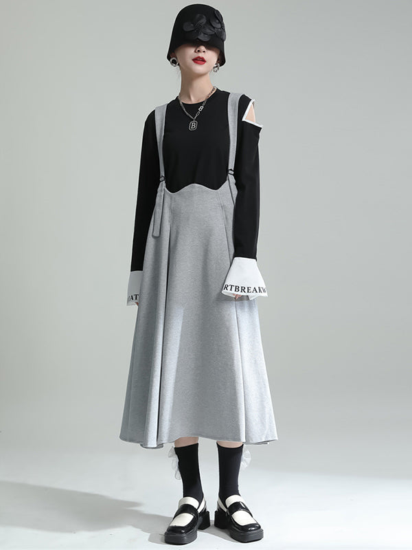 Casual Roomy Pure Color Pleated Skirt