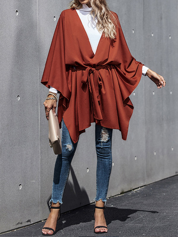 Women Loose Bat Sleeve Long Sleeve Cape Coat