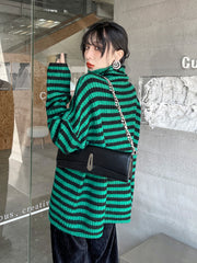 Urban Loose Striped High-Neck Sweater