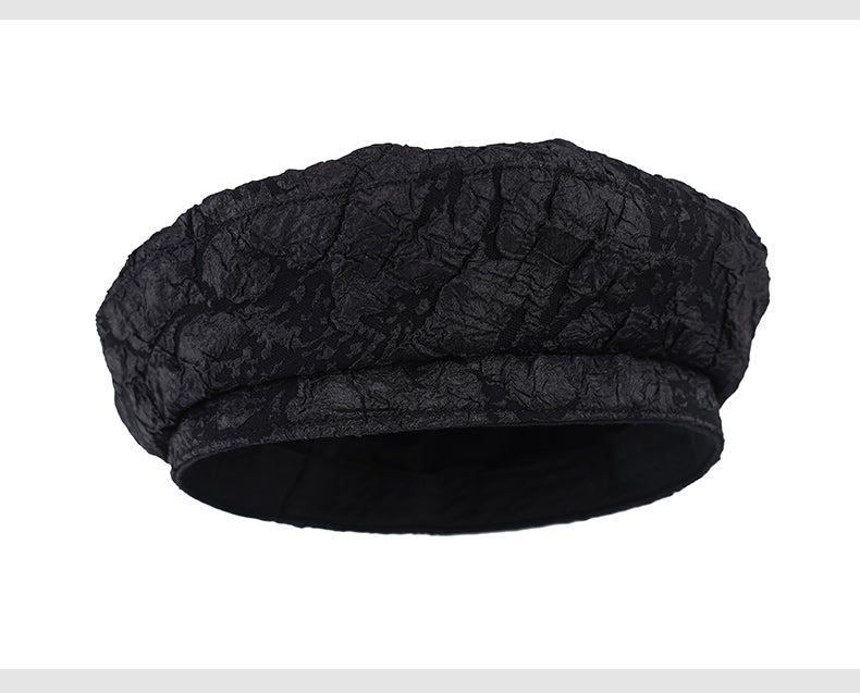 Classic Solid Color Pleated Embroidered Beret
