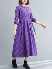 Women Jacquard Stand Collar Dress