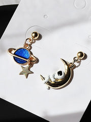 Asymmetric Spaceman Earth Earrings