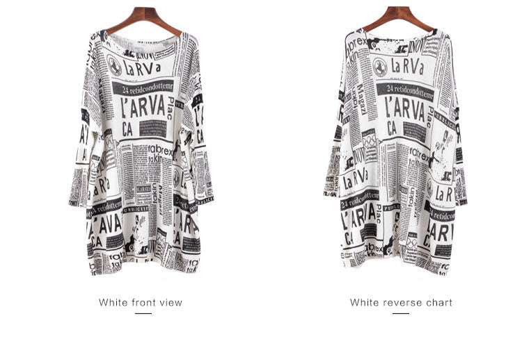 Loose Newspaper Printed Knitted Sweater