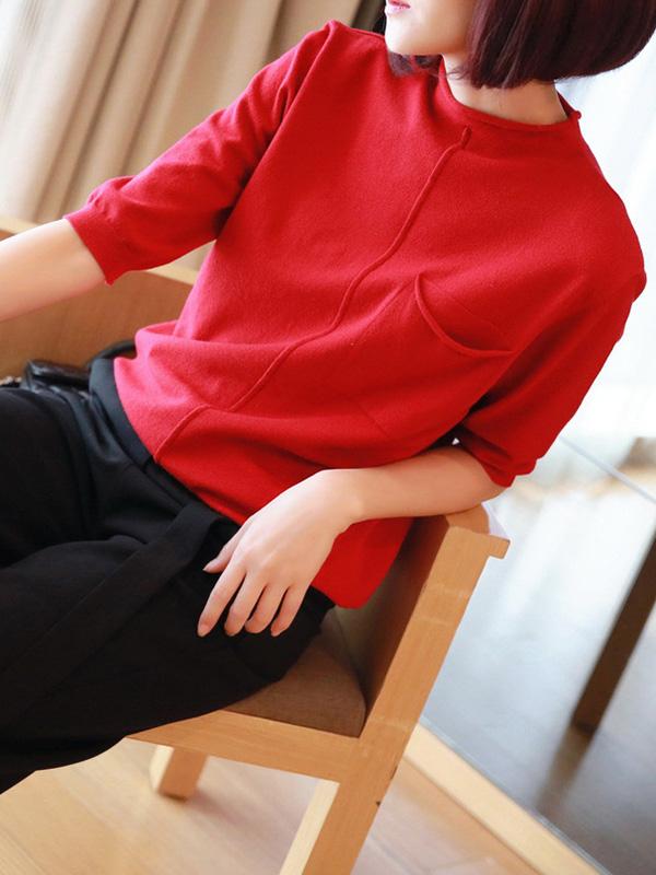 Casual Knitting Half Sleeve Base Shirt