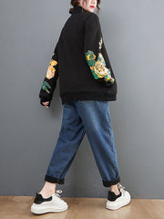 Vintage Print High Neck Sweatshirt