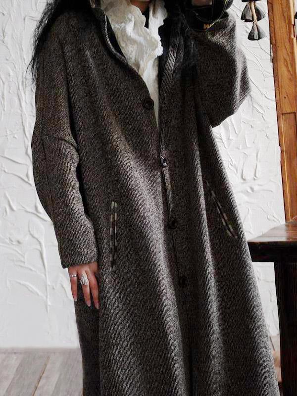 Retro Split-joint Woolen Long Outwear