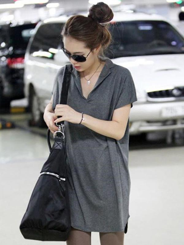 Fashion Solid Batwing Sleeve T-Shirts Tops