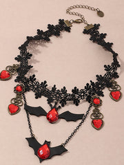 Bat Halloween Necklace With Lace