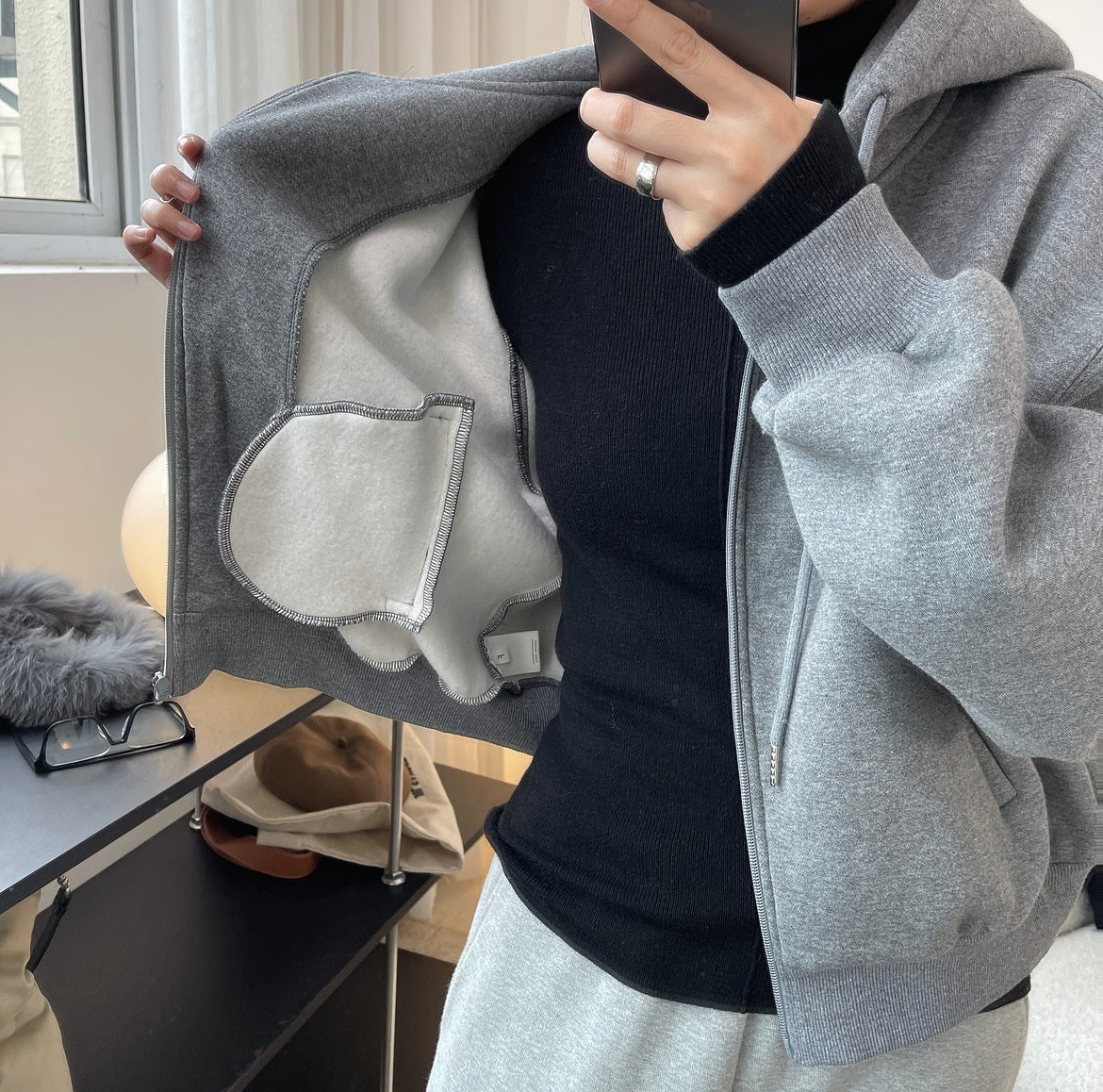 Casual Thicken Solid Color Zipper Sport Outwear